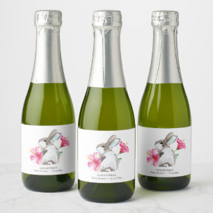 Voorroze Floral en bubbel champagne Label Sparkling Wijnetiket