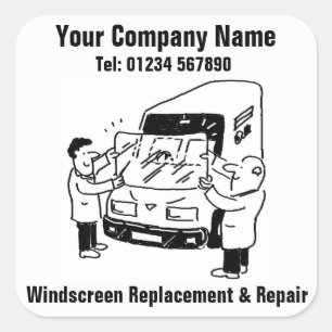 Voorruit Vervanging & Voorruit Reparaties Vierkante Sticker