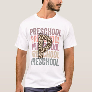 Voorschools multi-kleurenontwerp met luipaard P T-shirt