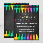 Voorschoolse Kinder schoolbord Afstuderen uitnodig Kaart (Voorkant / Achterkant)