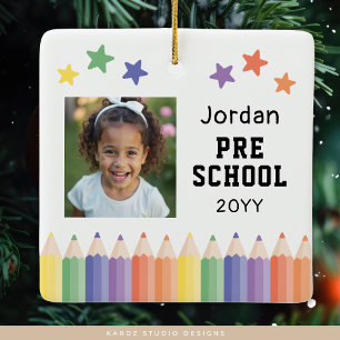 Voorschoolse kleurrijke foto Kinder Keepsake Keramisch Ornament