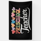 Voorschoolse leraar eerste dag Groovy terug naar s Spandoek (Verticaal)