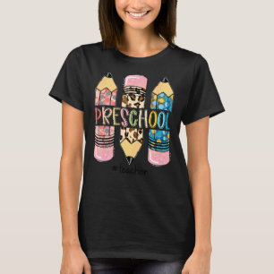 Voorschoolse leraar Leopard Pencil Pre K Teacher T-shirt