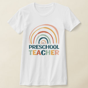 Voorschoolse leraar retro kleuren boho regenboog t-shirt