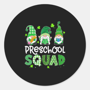 Voorschoolse squad kabouter leraar geluk shamrock ronde sticker