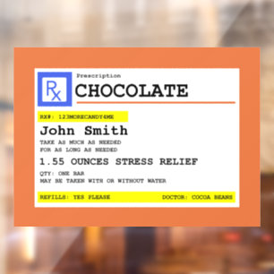 Voorschrift Chocolade Gepersonaliseerde patiëntenn Raamsticker