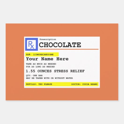 Voorschrift Chocolade op maat Inpakpapier Vel (Voorkant)