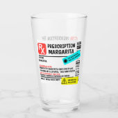 Voorschrift Margarita Funny Warning Label Glas (Achterkant)