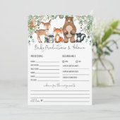 Voorspellingen & Advies Woodland Baby shower Game Kaart (Staand voorkant)