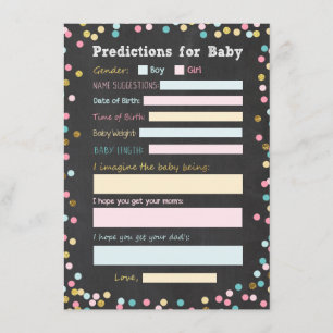 Voorspellingen voor Baby Gender Reveal Game Activi Kaart