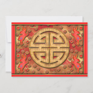 Voorspoed Rood Goud Konijn 2023 Chinees Nieuwjaar Feestdagenkaart
