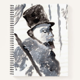 Voorste-uitgebroede heer in zwarte en grijze spira notitieboek