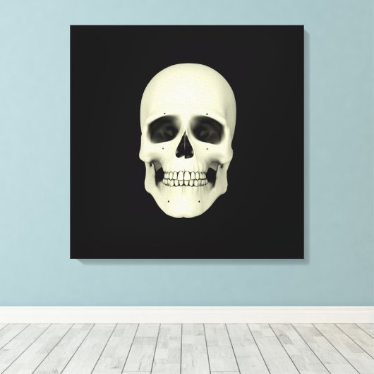 Voorste Uitzicht van de menselijke schedel Canvas Afdruk (Insitu (Houten vloer))