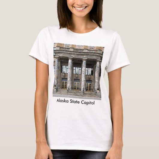 Voorste Uitzicht van het staatskapitaal van Alaska T-shirt (Voorkant)