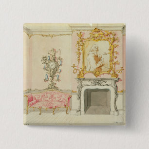 Voorstel voor een binnenruimte voor tekeningen, 17 vierkante button 5,1 cm