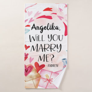 Voorstel voor huwelijk Wil je me trouwen? Aangep Badhanddoek