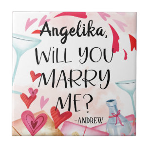 Voorstel voor huwelijk Wil je me trouwen? Aangep Tegeltje