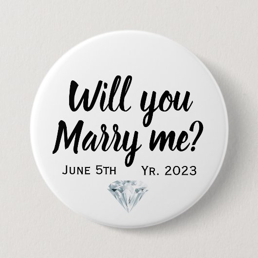 Voorstel zal je met me trouwen. ronde button 7,6 cm (Voorkant)