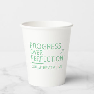 Voortgang Boven Perfectie Motivatie Typography Papieren Bekers