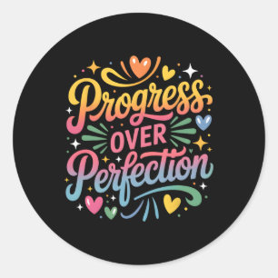 Voortgang Boven Perfectie Terug Naar School Lerare Ronde Sticker
