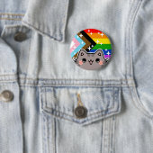 Voortgang LGBT Pride Flag Cat Button (In situ)
