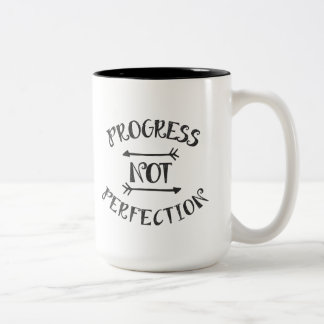 Voortgang niet perfect - donkere grijs tweekleurige koffiemok