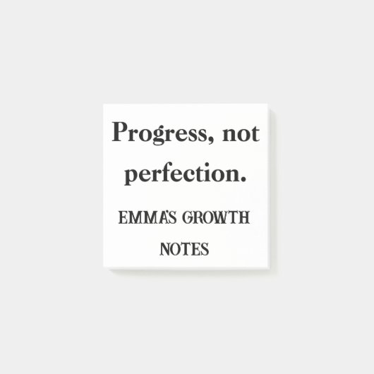 Voortgang Niet Perfectie – Verhogende Note Pad (Voorkant)