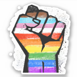 Voortgang Pride Gestreepte Fist Sticker