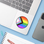 Voortgang Pride Painted Circle Sticker (Laptop met iPhone)