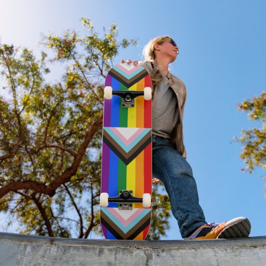 Voortgangs Pride Vlag LGBTQ+ Skateboard (Buiten 1)
