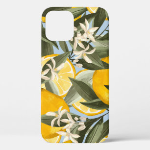 Voortreffelijk patroon met geel bergamotfruit, geb iPhone 12 hoesje