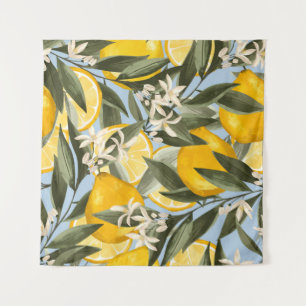 Voortreffelijk patroon met geel bergamotfruit, geb wandkleed