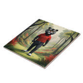 "Vooruit! Een zwarte tijger die golft in het Bos Tegeltje (Zijkant)