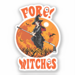 Vooruit! Heksen Golf Stick Witch Rijden Halloween Sticker