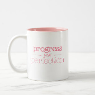 Vooruitgang Geen Perfectie Motivatiebericht Tweekleurige Koffiemok