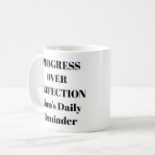 Vooruitgang in perfectie Motivatie Mok (Voorkant links)
