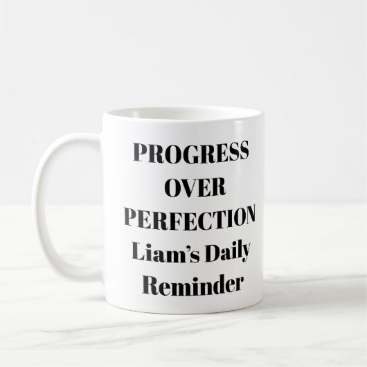 Vooruitgang in perfectie Motivatie Mok (Links)