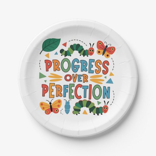 Vooruitgang in perfectie ondergraads bugs papieren bordje (Voorkant)