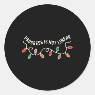Vooruitgang is geen lineair snelheidsdocentenkerst ronde sticker