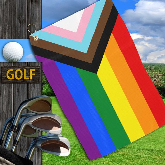 Vooruitgang Rainbow Flag handdoek, Pride Golf / LG Golfhanddoek