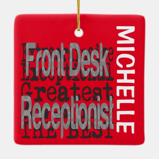 Voorvorkreceptionist Extraordinaire CUSTOM Keramisch Ornament (Achterkant)
