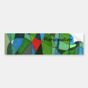 Voorvormen met zachte kromming in koele groene en bumpersticker