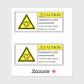 Voorzichtig Apparatuur begint automatisch label (Vel)