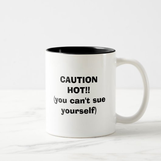 VOORZICHTIG HOT!! (je kunt jezelf niet aanklagen) Tweekleurige Koffiemok (Rechts)