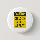 Voorzichtig kind bij spel ronde button 3,2 cm (Voorkant)