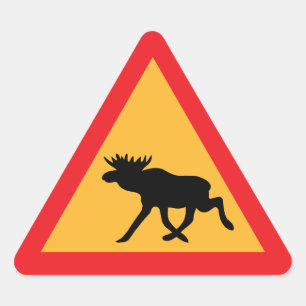 Voorzichtig Moose Swedish Traffic Sign Driehoek Sticker
