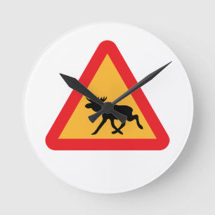 Voorzichtig Moose Swedish Traffic Sign Ronde Klok
