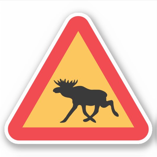 Voorzichtig Moose Swedish Traffic Sign Sticker (Voorkant)
