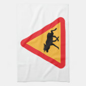 Voorzichtig Moose Swedish Traffic Sign Theedoek (Verticaal)
