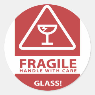 Voorzichtig omgaan ronde sticker